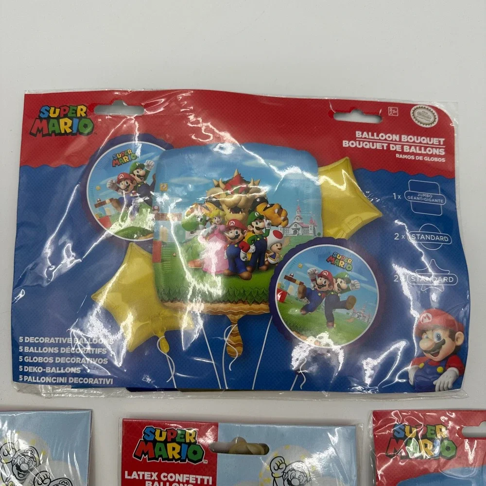Lot 16 Super Mario Balloon Party Pack Sets Jumbo Bouquet Latex Confetti Nintendo